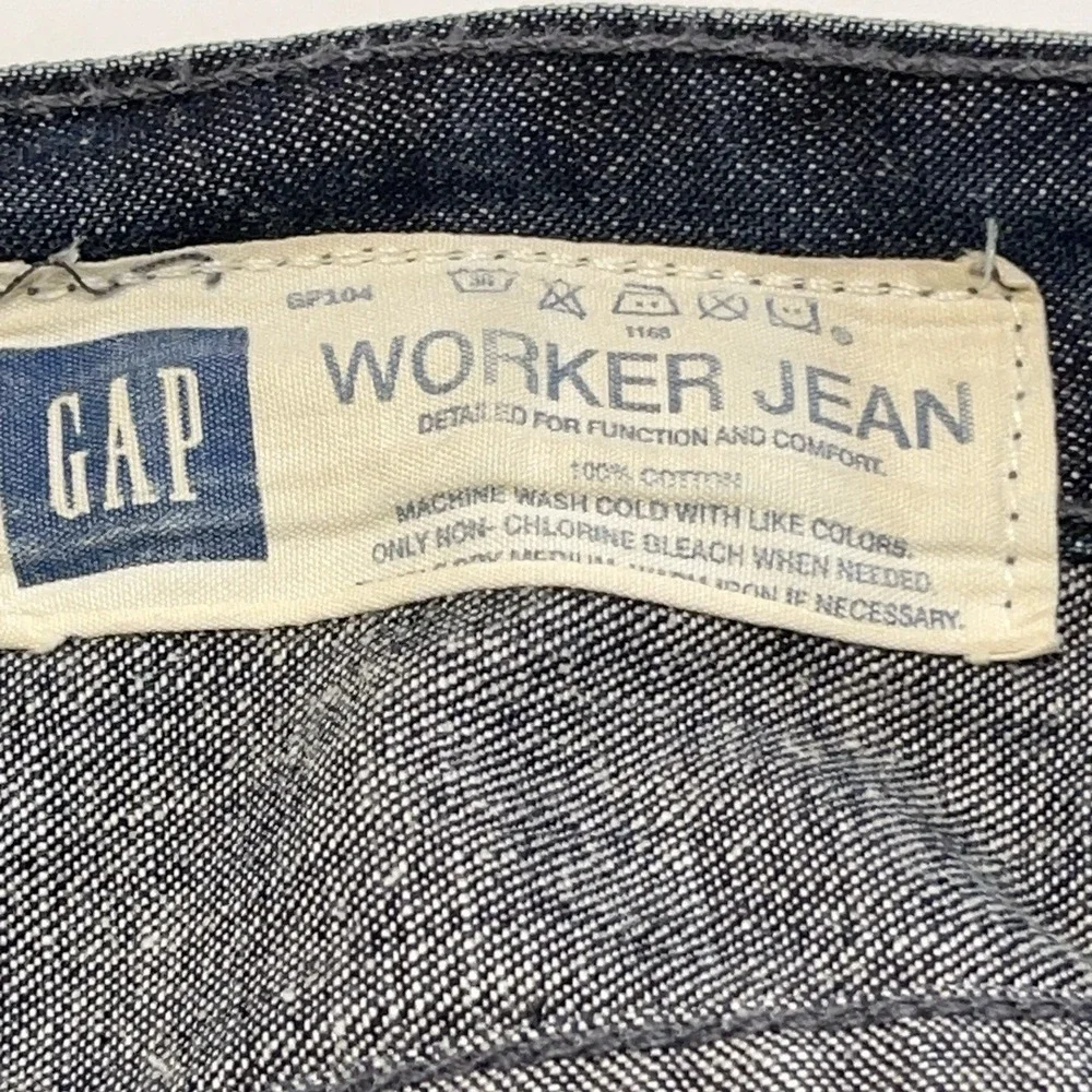 Vintage Gap Worker Jean Blue Denim 38x30 Wide Leg Hip Hop Skater Baggy 90s Y2K